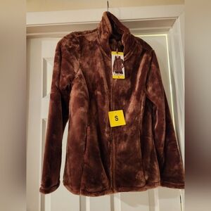 32 Degrees Heat Womans Brown Faux Fur Jacket Small NWT